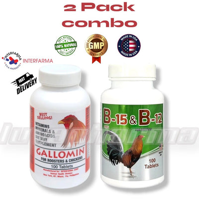 Combo Vitaminas B15 B12 y Multivitaminas - Gallomin  y B15 B12 Interfarma